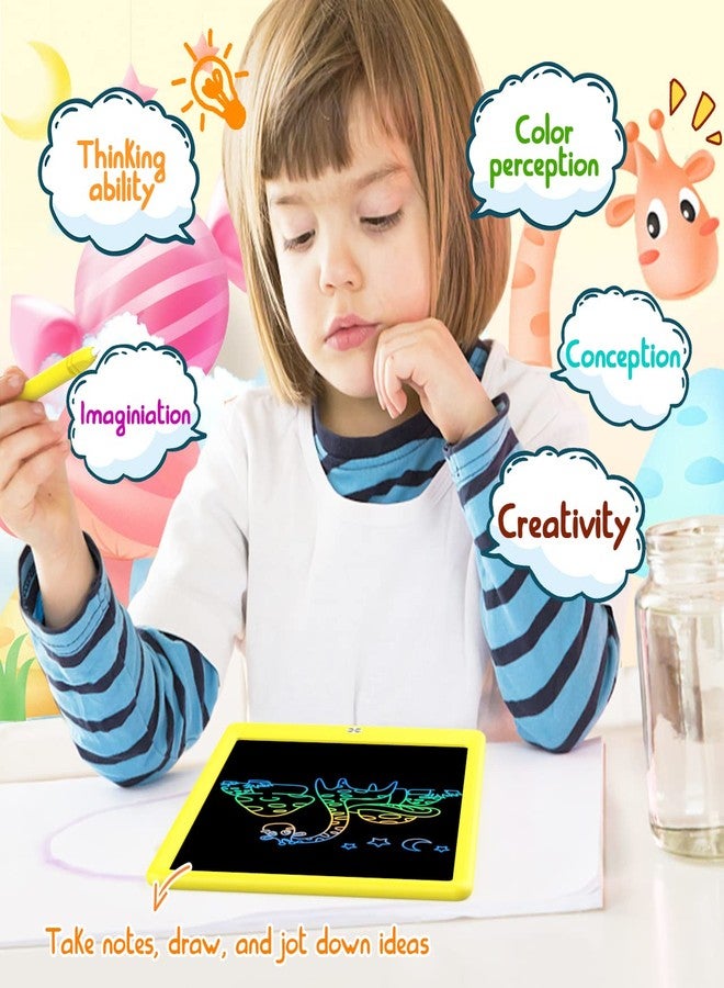 لوحة الكتابة الإلكترونية BUKEBU LCD، لوحة رسم ملونة مقاس 10.5 بوصة، لوحة رسم إلكترونية، لوحات رسم، هدايا سفر للأطفال من سن 3 إلى 8 سنوات (أصفر) - Image 4